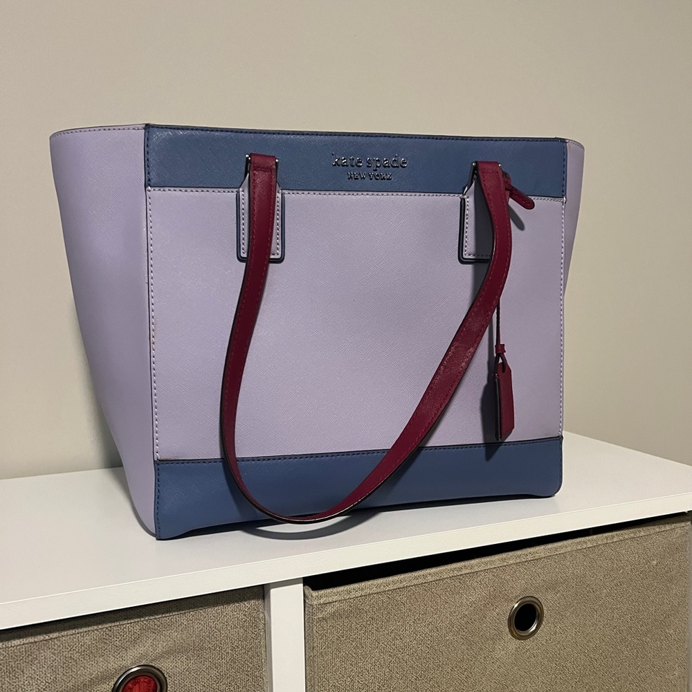 Kate Spade Purple and Blue Color-Blocked Computer Tote